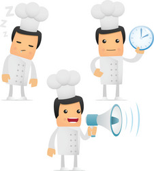 Set of funny cartoon chef vector