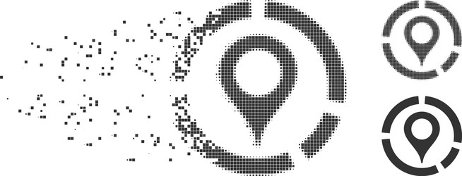 broken pixel halftone map marker diagram icon vector image
