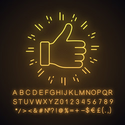 Thumbs up neon light icon vector