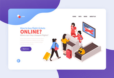 Airport check-in landing page vector