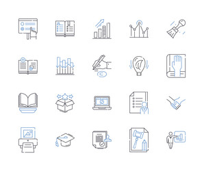 instruction line icons collection teach explain vector image
