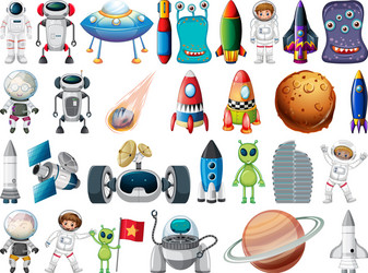 set space objects and elements isolated vector image