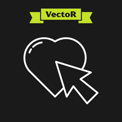 white line heart and cursor click icon isolated vector image