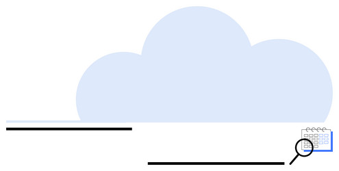 cloud storage and data search with magnifying vector image