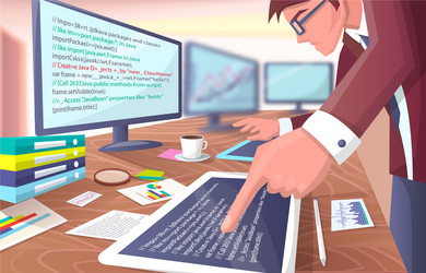 Developer Working with Computers vector image