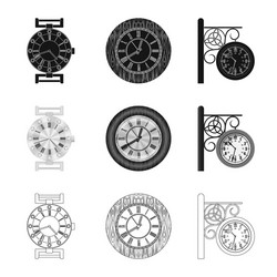 isolated object of clock and time icon collection vector image