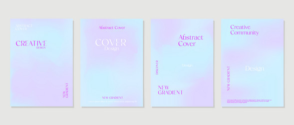 Set of gradient in blue pastel poster cover vector