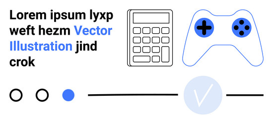 calculator and game controller next to text vector image