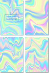 hologram gradient set of four backgrounds vector