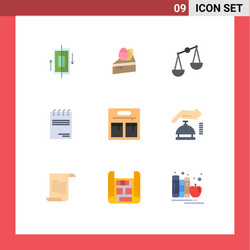 mobile interface flat color set 9 pictograms vector image