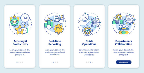 walkthrough erp with colorful linear icons concept vector image