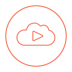 cloud with play button line icon vector image