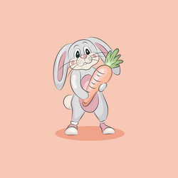 White Rabbit Munching on a Carrot Stock Vector - Illustration of gain,  cartoon: 135560628