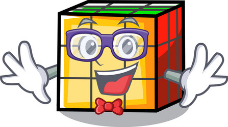 geek rubik cube character cartoon vector