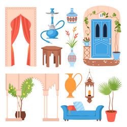 moroccan set of traditional architecture vector