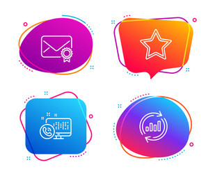 web call star and verified mail icons set update vector