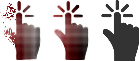 moving pixel halftone click icon vector image