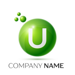 u letter splash green dots and bubbles number vector