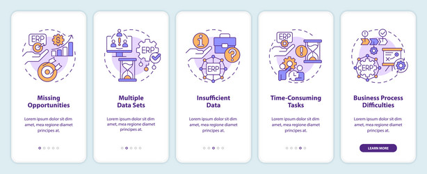 walkthrough erp with multicolor linear icons vector image