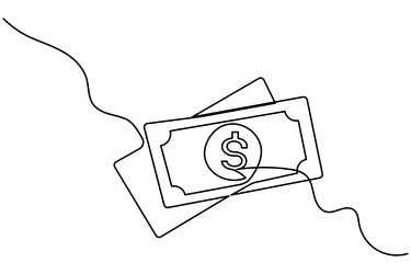dollar icon continuous one line drawing of isolate vector image