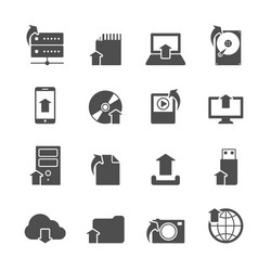 internet upload symbols icons set vector image