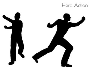 Man in hero action pose vector