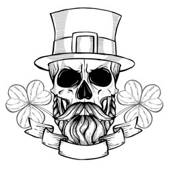 Angry Leprechaun Skull Vector Image