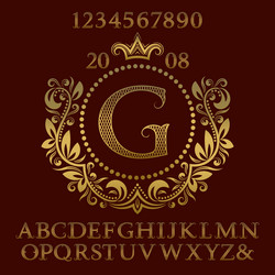 golden letters and numbers with initial monogram vector image