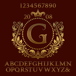 golden letters and numbers with initial monogram vector