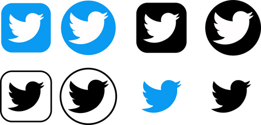 set of twitter bird logo icons group realistic vector