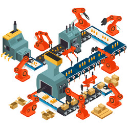 Automated Processing Plant Isometric vector image