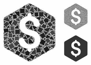 dollar hexagon composition icon bumpy elements vector image