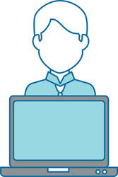 laptop computer with user vector image