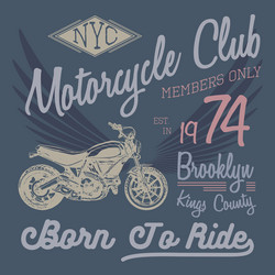 Motorcycle NYC Typography T-Shirt Vector Image