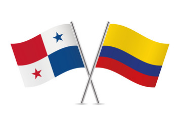 Panama and colombia crossed flags vector