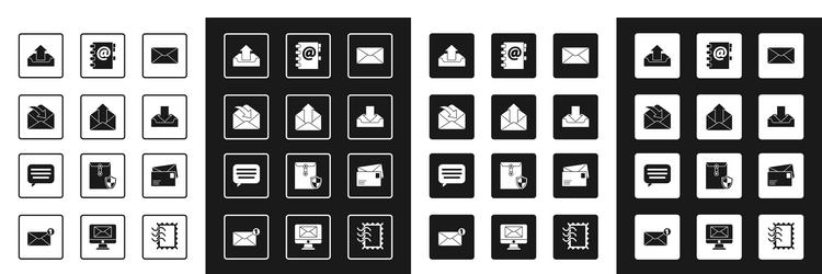 set envelope outgoing mail upload inbox vector image