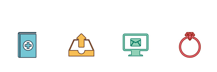 set medical book upload inbox monitor vector image