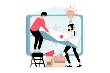ui and ux design concept with people scene in flat vector image