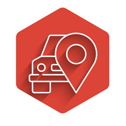 white line map pointer with taxi icon isolated vector image