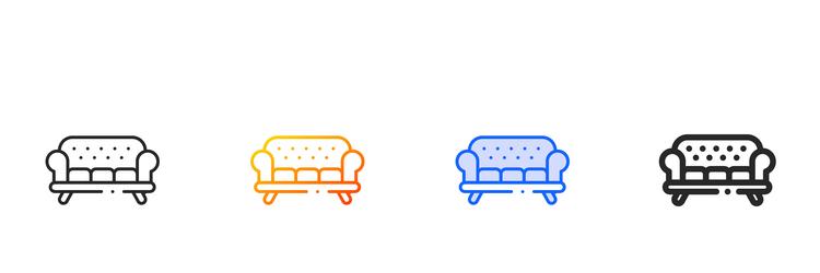 sofa iconthin linear gradient blue stroke vector image