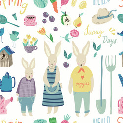 Spring garden seamless pattern Royalty Free Vector Image