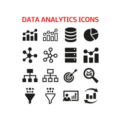 Big data analytics icons set on white background Vector Image