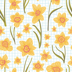 Doodle Daffodils on Grid Vector Image