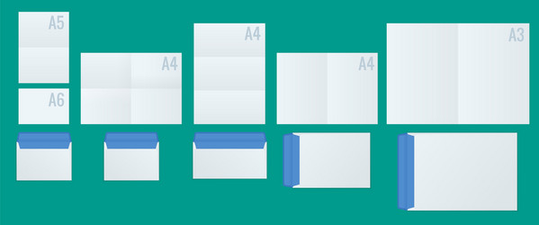 International paper and envelope proportions vector