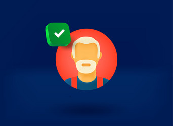 old man avatar with checkmark icon 3d vector