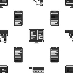 set factory conveyor system belt computer monitor vector image