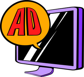 Advertising on tv icon cartoon vector