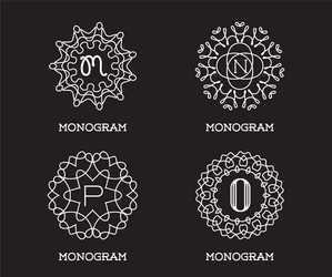 set monogram design template letter premium Vector Image