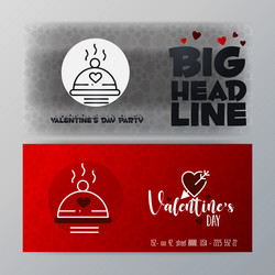 Valentines day big banner template red background vector