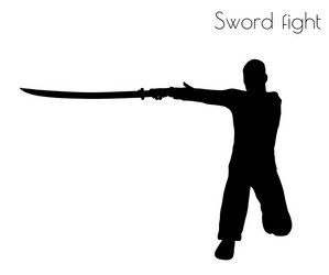 man in swordfight action pose vector